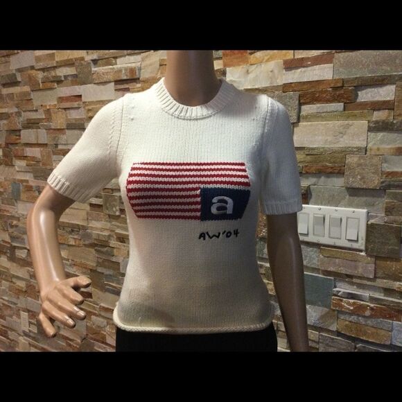 ALEXANDER WANG Knitted Flag Top In White - Picture 1 of 9